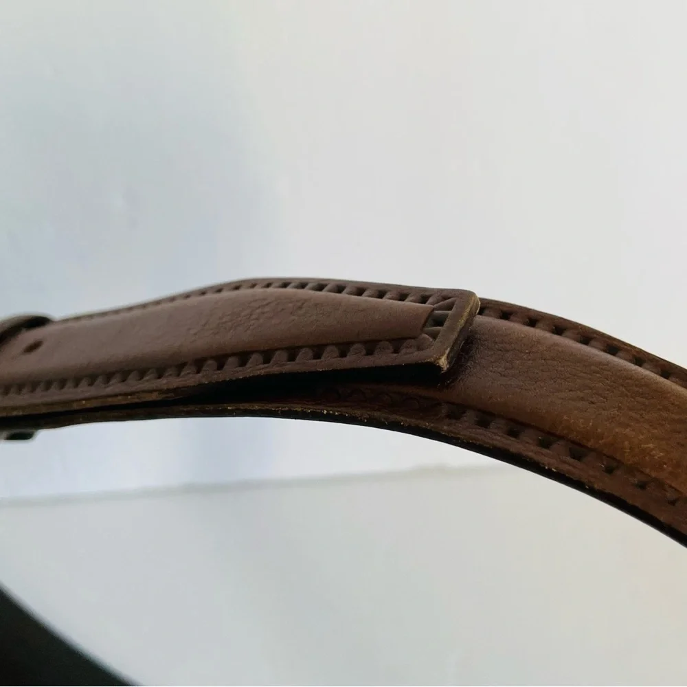 Vera Pelle Belt Men’s 451/35 Brown‎ Leather Gold Buckle Hand Made In Italy 41”
